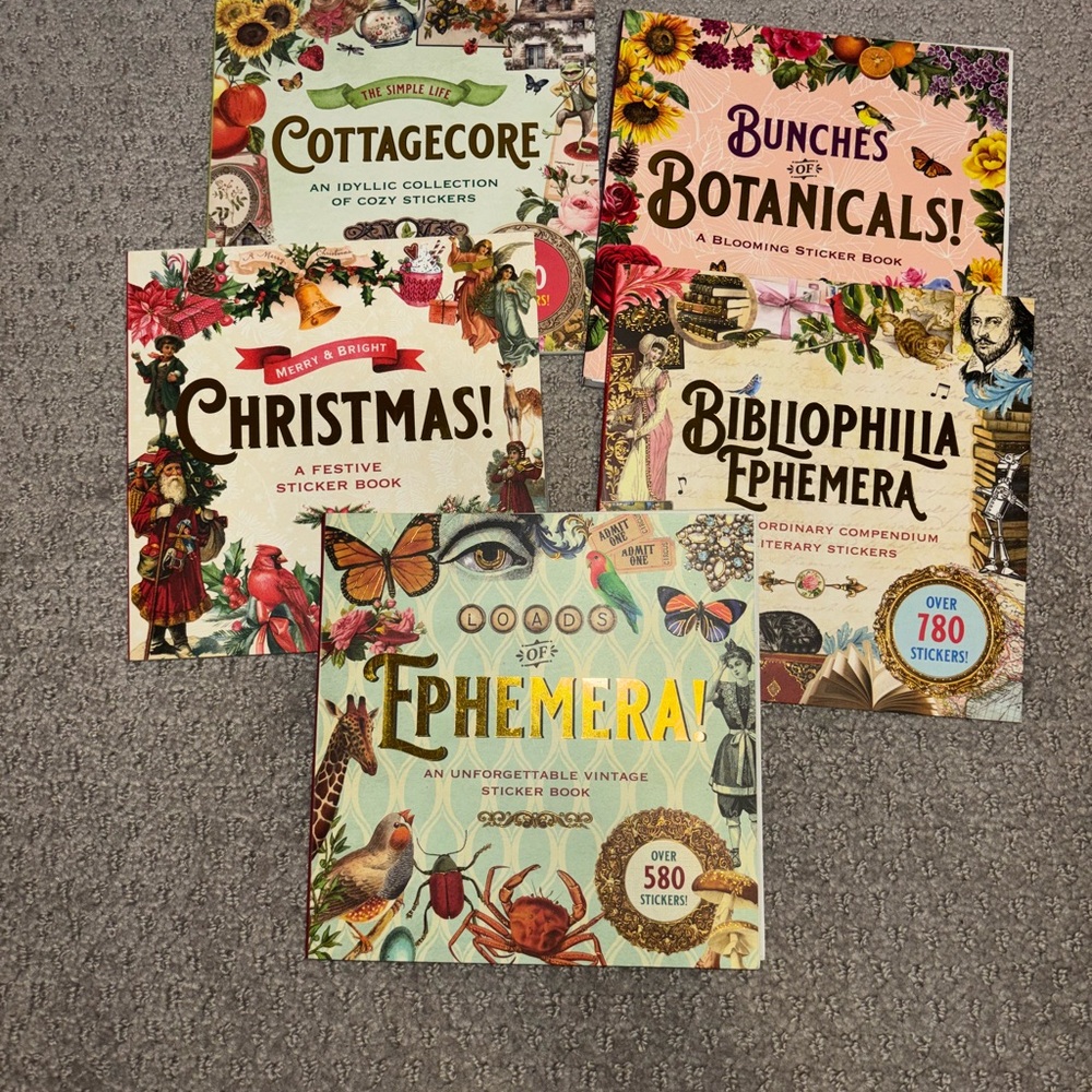 5 USED Ephemera sticker books